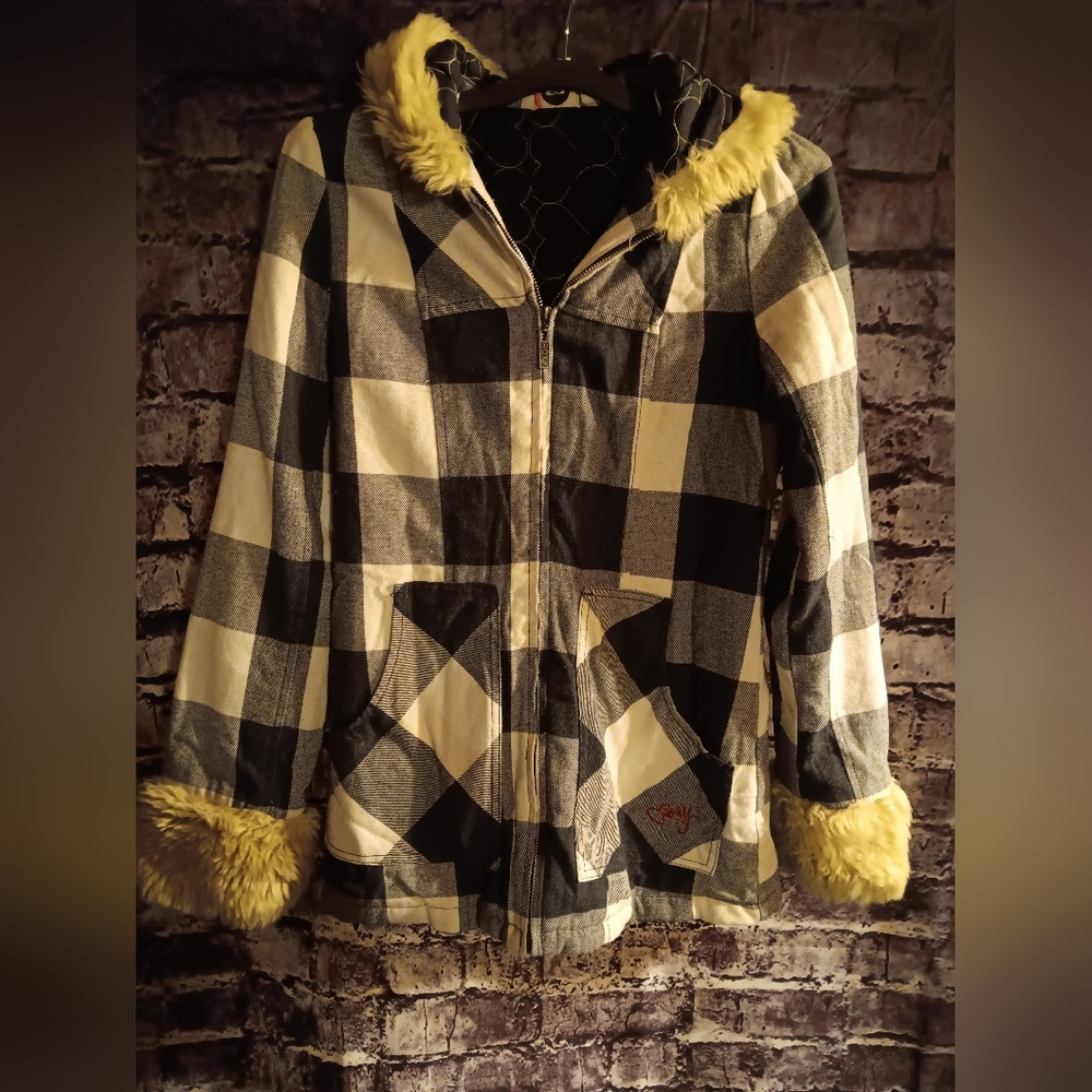 Roxy Quilted Faux Fur lined Coat sz small